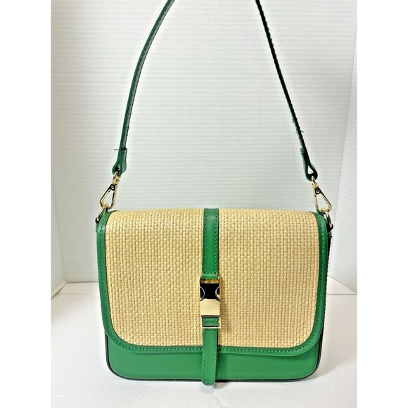 Valentina Fiore Genuine Leather Made in Italy Green  Crossbody Shoulder Handbag - Picture 15 of 16